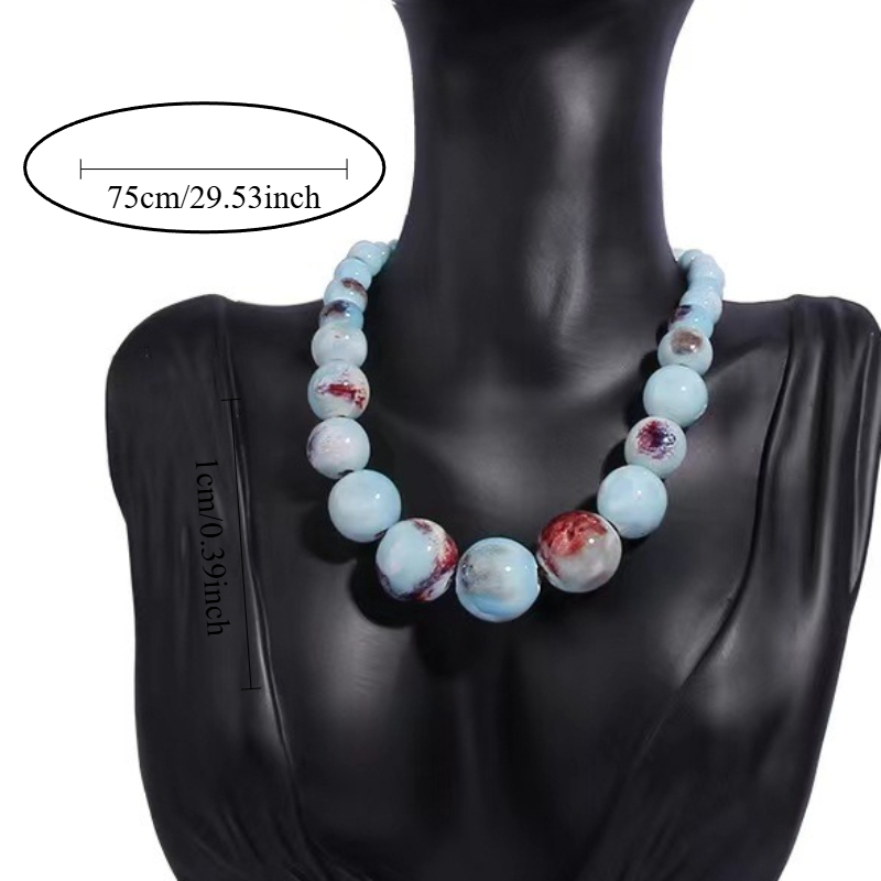 Women's Boho Hippie Chunky Ceramic Beads Necklace